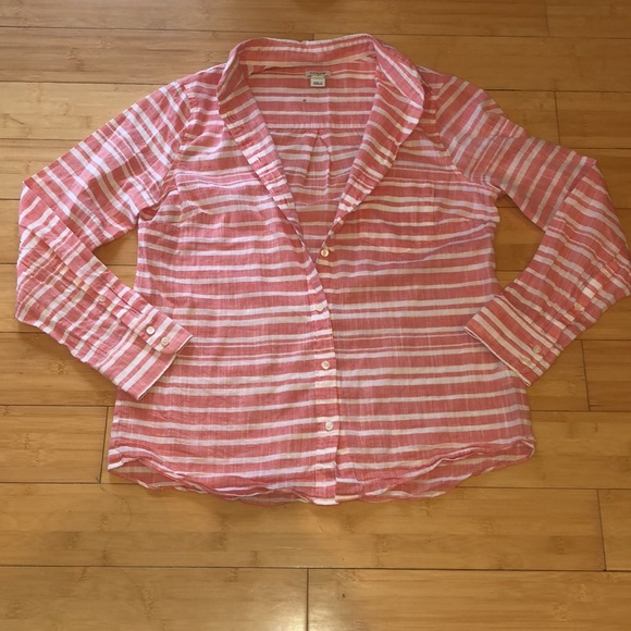 J.Crew Salmon Striped Collared Shirt - Picture 9 of 10